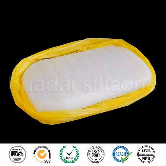 LFGB Food Grade Hardness 50 Shore a HD-6157p Htv Fumed Silicone Rubber for Extrusion Product and Compression Molding Parts